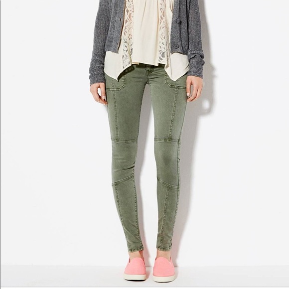 American Eagle Outfitters Denim - AEO Green Moto Jeggings